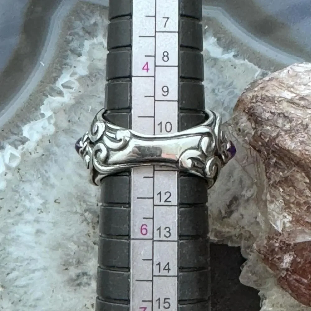 Carolyn Pollack Sterling 3 Amethyst Decorated Doublet Ring Size 5 For Women